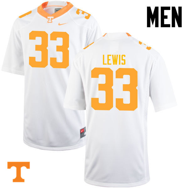 Men #33 Jeremy Lewis Tennessee Volunteers College Football Jerseys-White - Click Image to Close